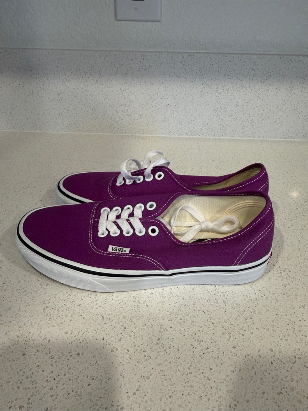 Vans Low-Top Canvas Sneakers in Purple with White Trim